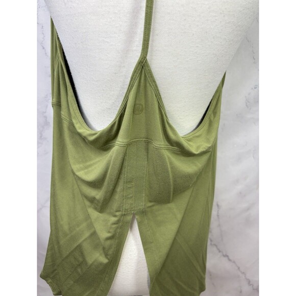 Lululemon Modal Silk Yoga Tank Top Sage Green Womens M/L Gym T Back Back Slit - Picture 8 of 10
